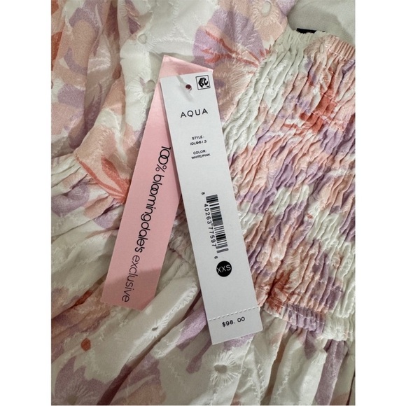 Aqua Pink and White Pleated Midi Sundress - Picture 5 of 7